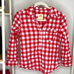 Hollister shirt. Collared Tie back. Size small